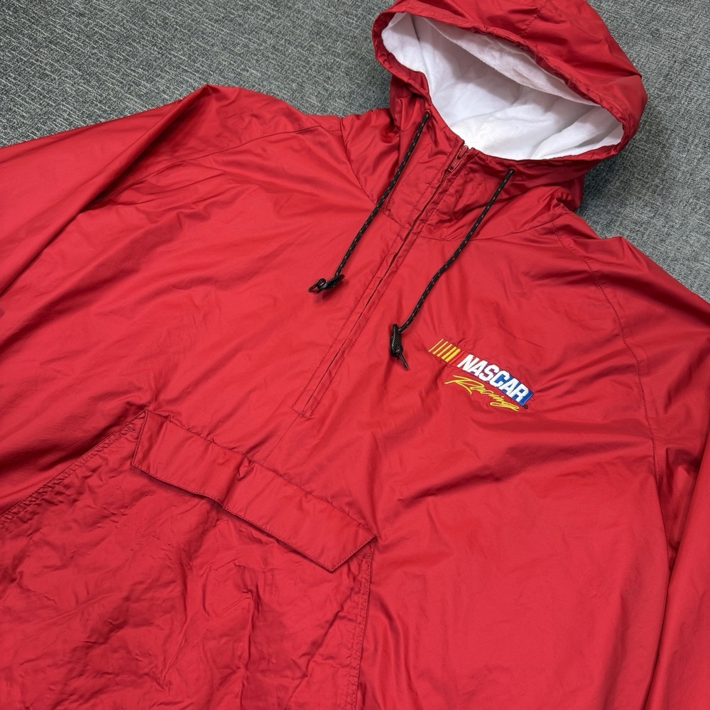 Vtg NASCAR Racing Jacket Men's XL Red Hooded‎ Anorak Pullover Westark Kangaroo